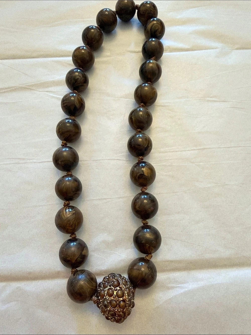 Brown & Gold Beaded Statement Necklace
